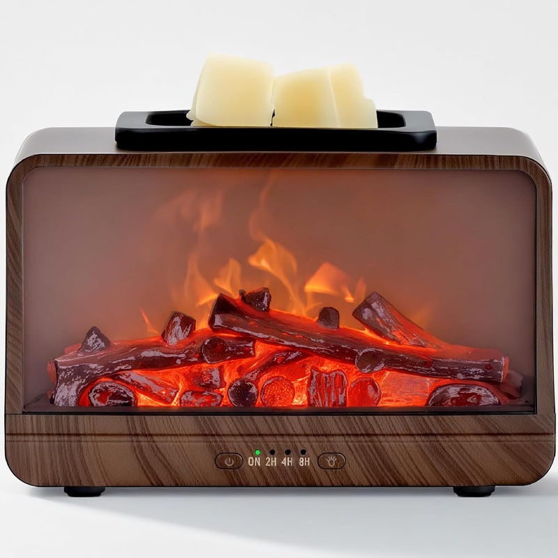 MeplLivs Electric Wax Melt Warmer Dynamic Flame Fireplace PTC Heating Plate Monochromatic Wax Burner Fragrance Wax Warmer for Home Office Gifts & Decor£¨Wood Grain£© - Image 1